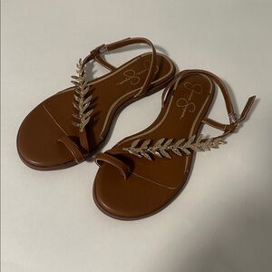 Jessica Simpson Cyrelle gold leaf sandals size 7.5 new